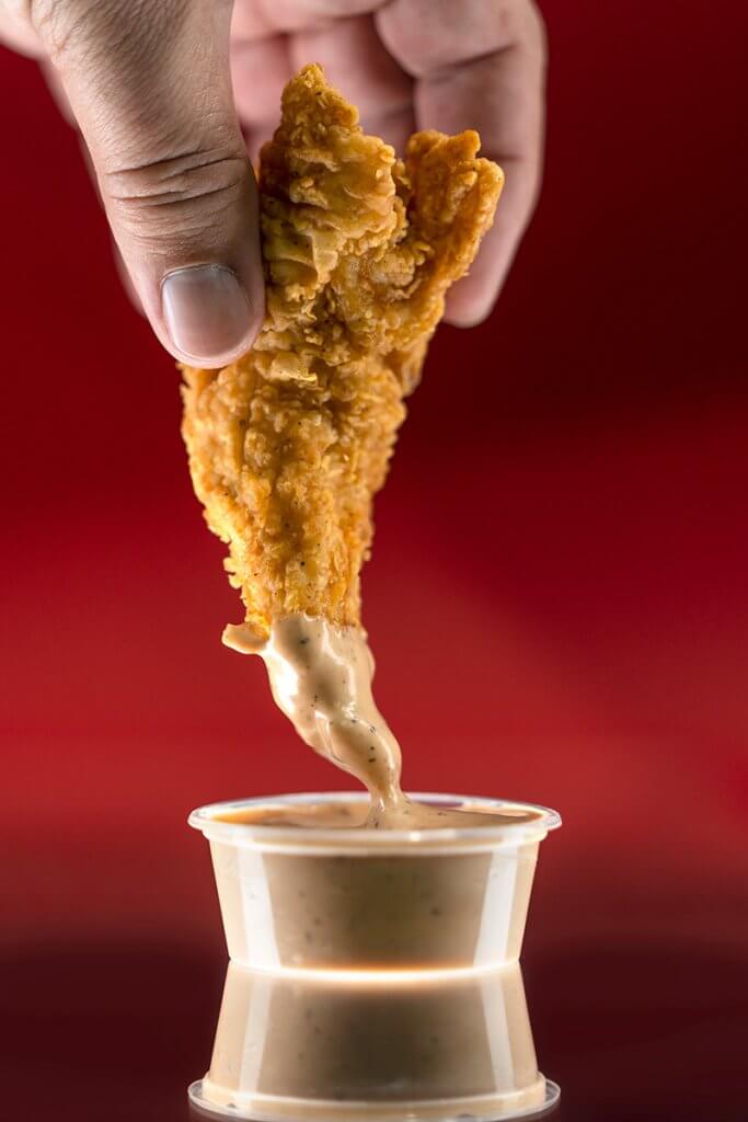 Raising Cain's Chicken Strip with Photography Lighting Entirely from Halumin