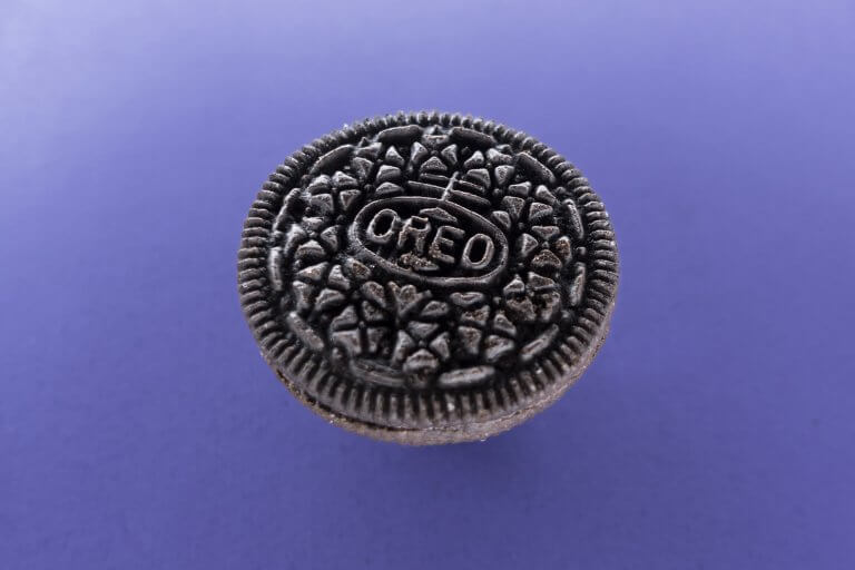 An Oreo Cookie Photographed Top Down at an Angle Using Halumin