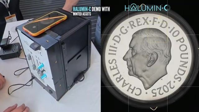 Charles III silver proof photographed with axial light only, giving an evenly lit bright field