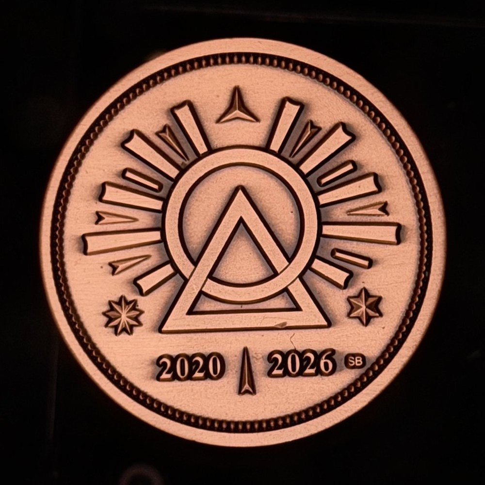 Halumin 1 oz copper coin reverse with triangle emblem and 2020 to 2026 dates